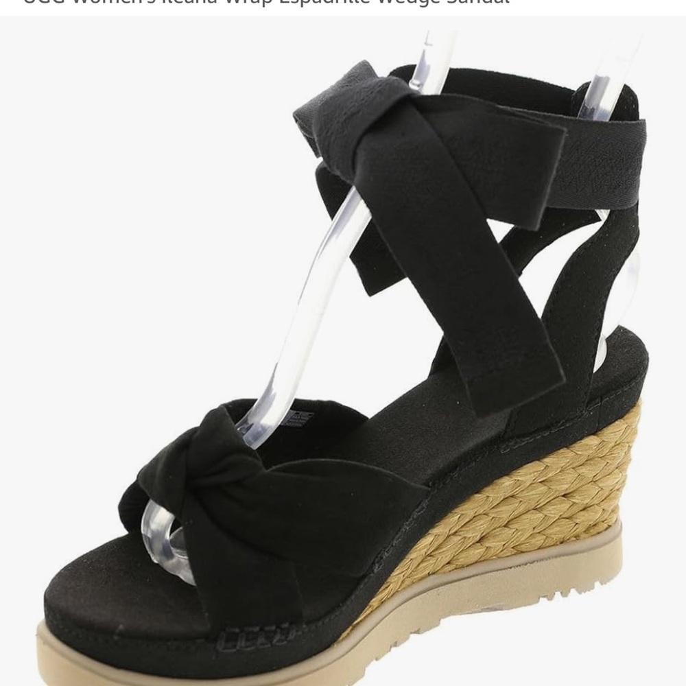 Black Ugg wedge strappy sandals
